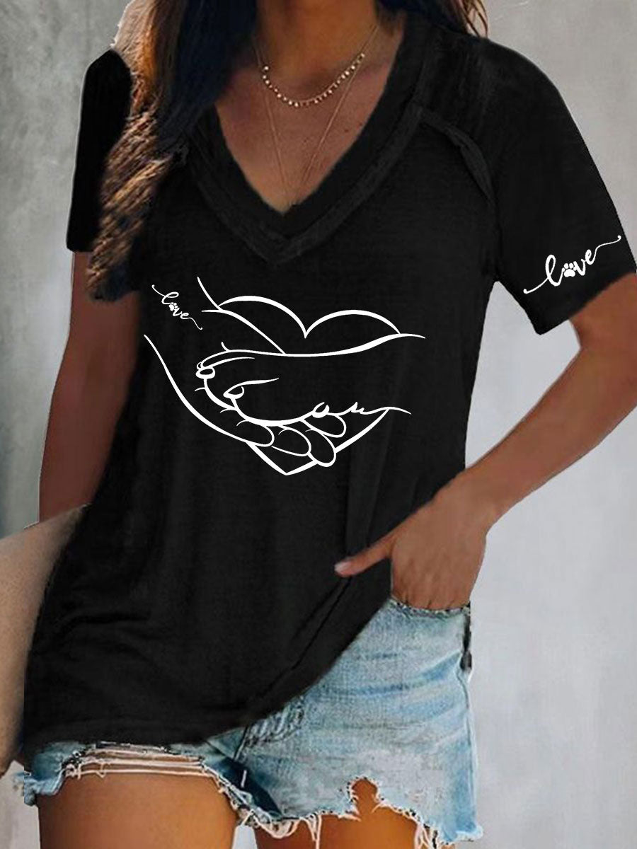 Pata e mão das mulheres impresso camiseta Casual