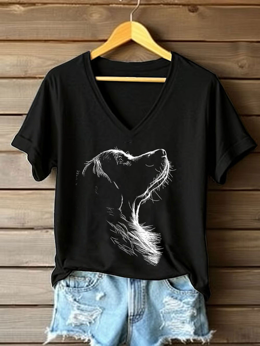 T-shirt Casual impressa Golden Retriever das mulheres