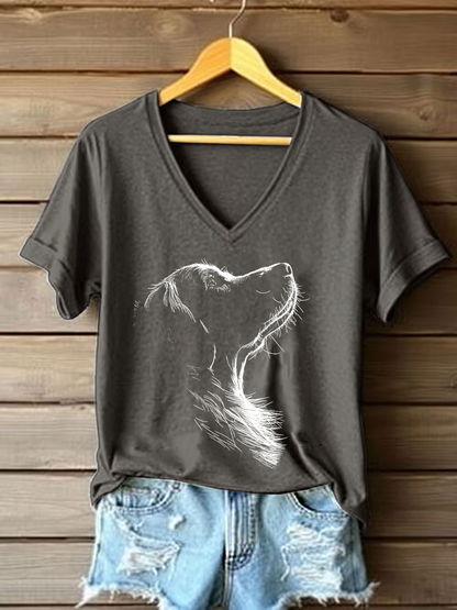 T-shirt Casual impressa Golden Retriever das mulheres