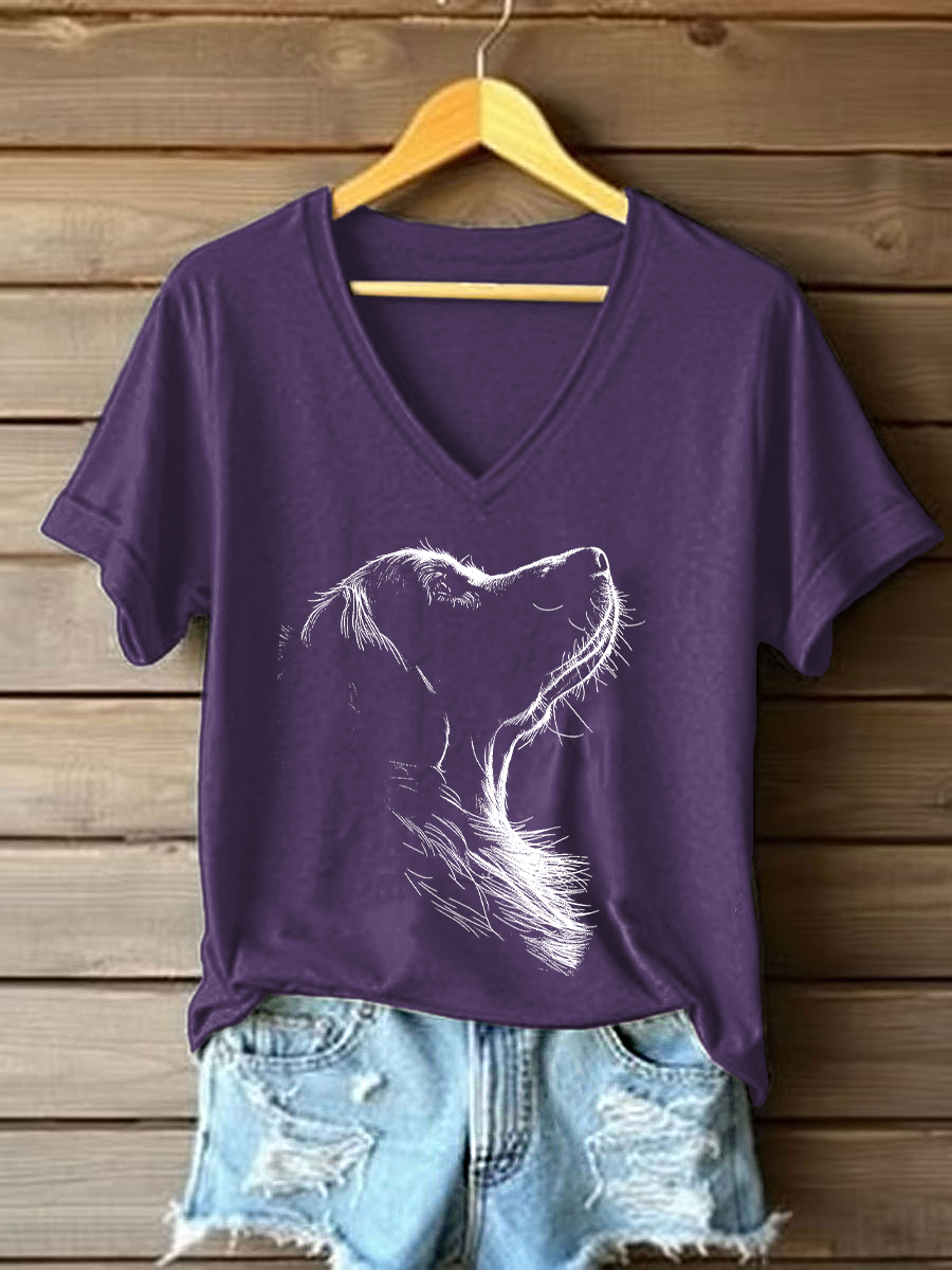 T-shirt Casual impressa Golden Retriever das mulheres