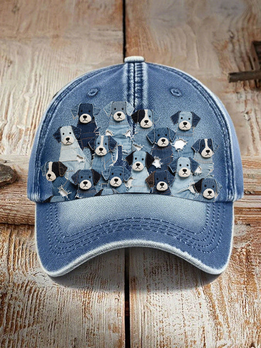 Unisex denim cão chapéus