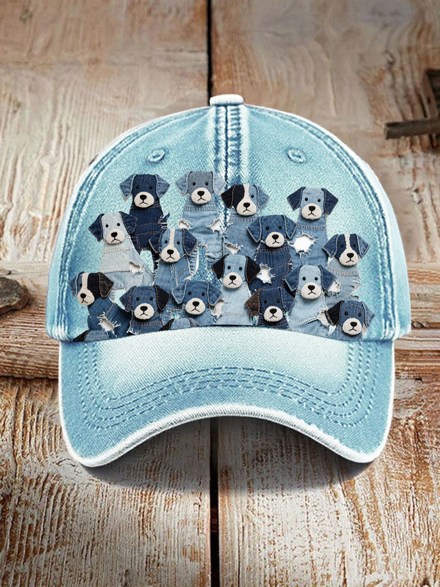 Unisex denim cão chapéus