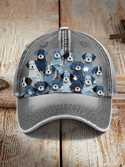 Unisex denim cão chapéus