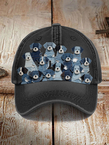 Unisex denim cão chapéus