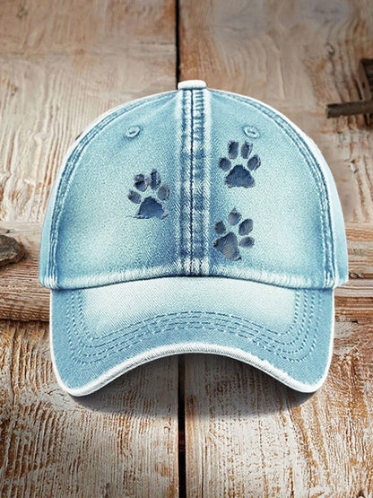 Unisex denim cão pata chapéus