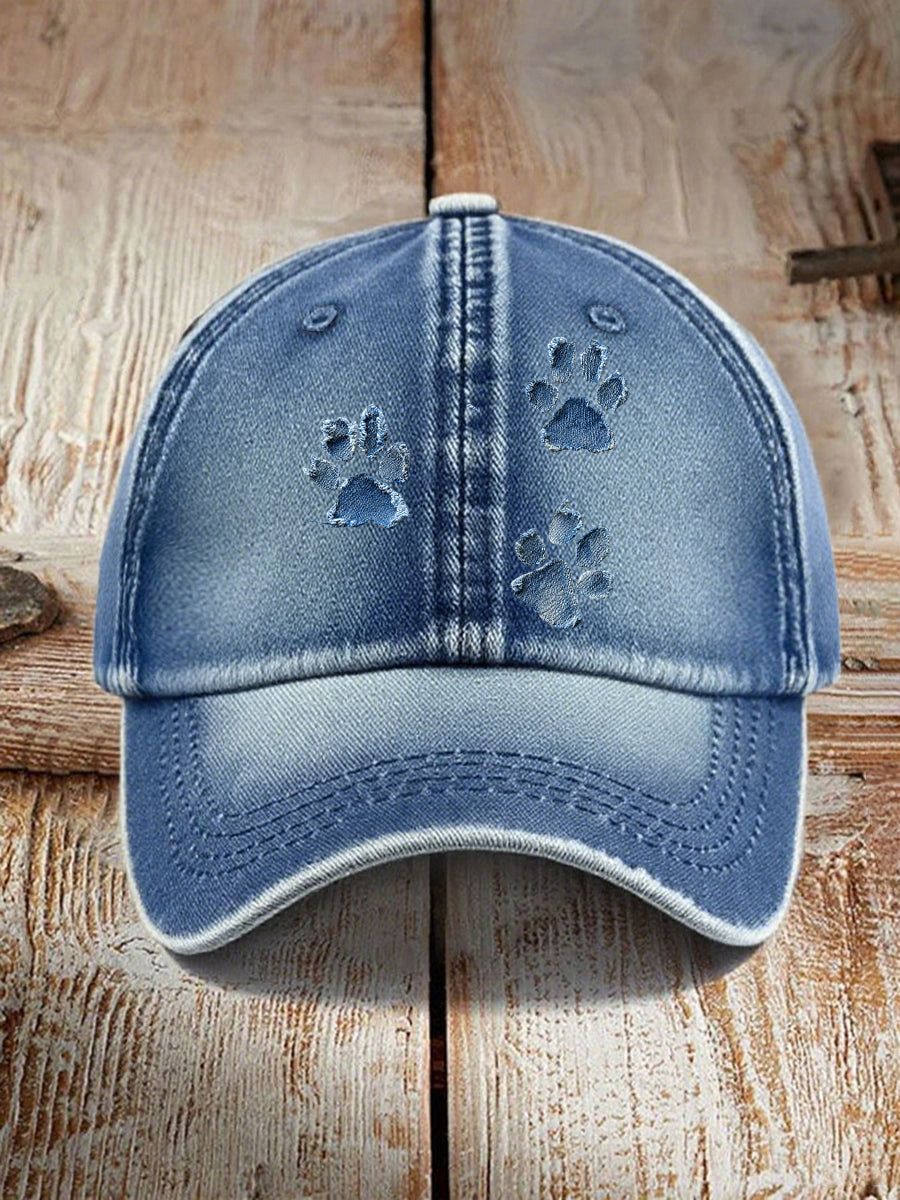 Unisex denim cão pata chapéus