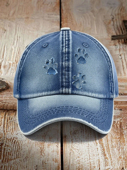 Unisex denim cão pata chapéus