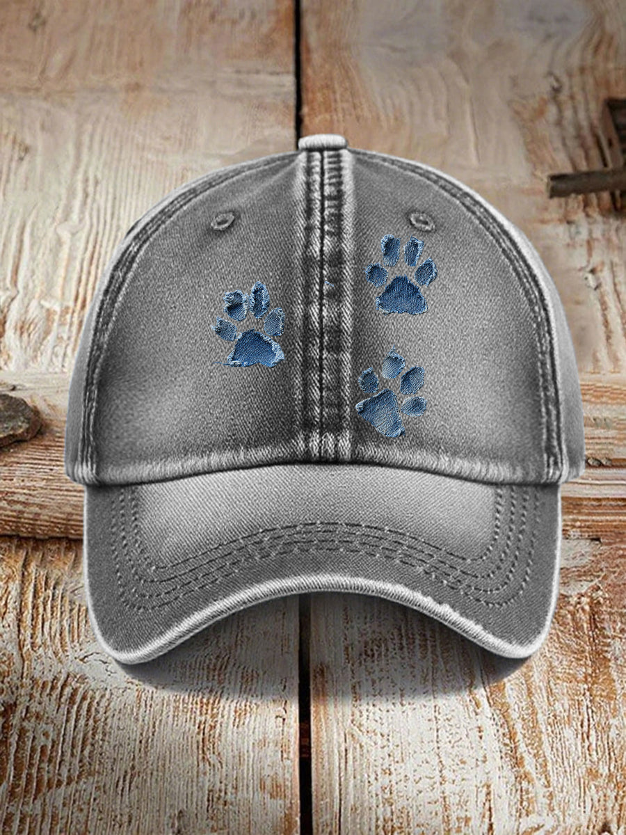 Unisex denim cão pata chapéus