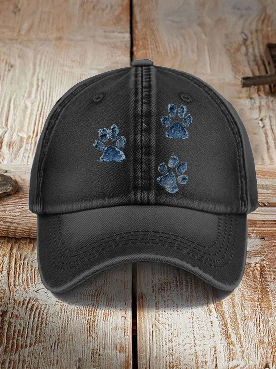 Unisex denim cão pata chapéus
