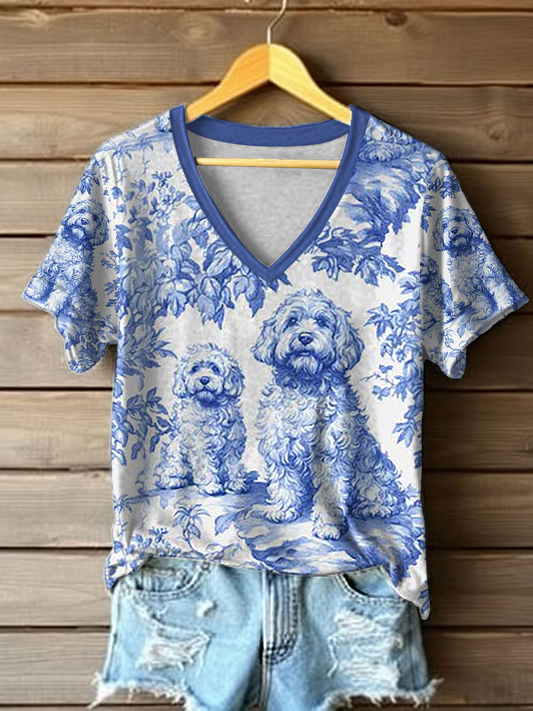 Camiseta Casual impressa do Goldendoodle das mulheres