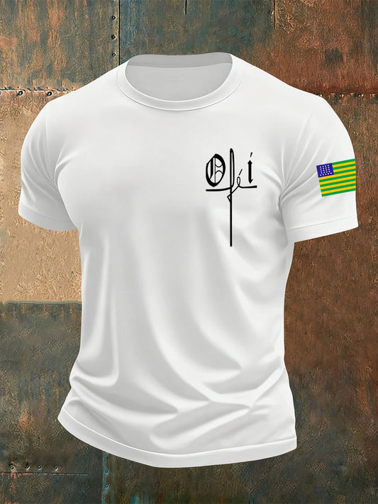 Camiseta Comemorativa Retro Brasil Casual Masculina