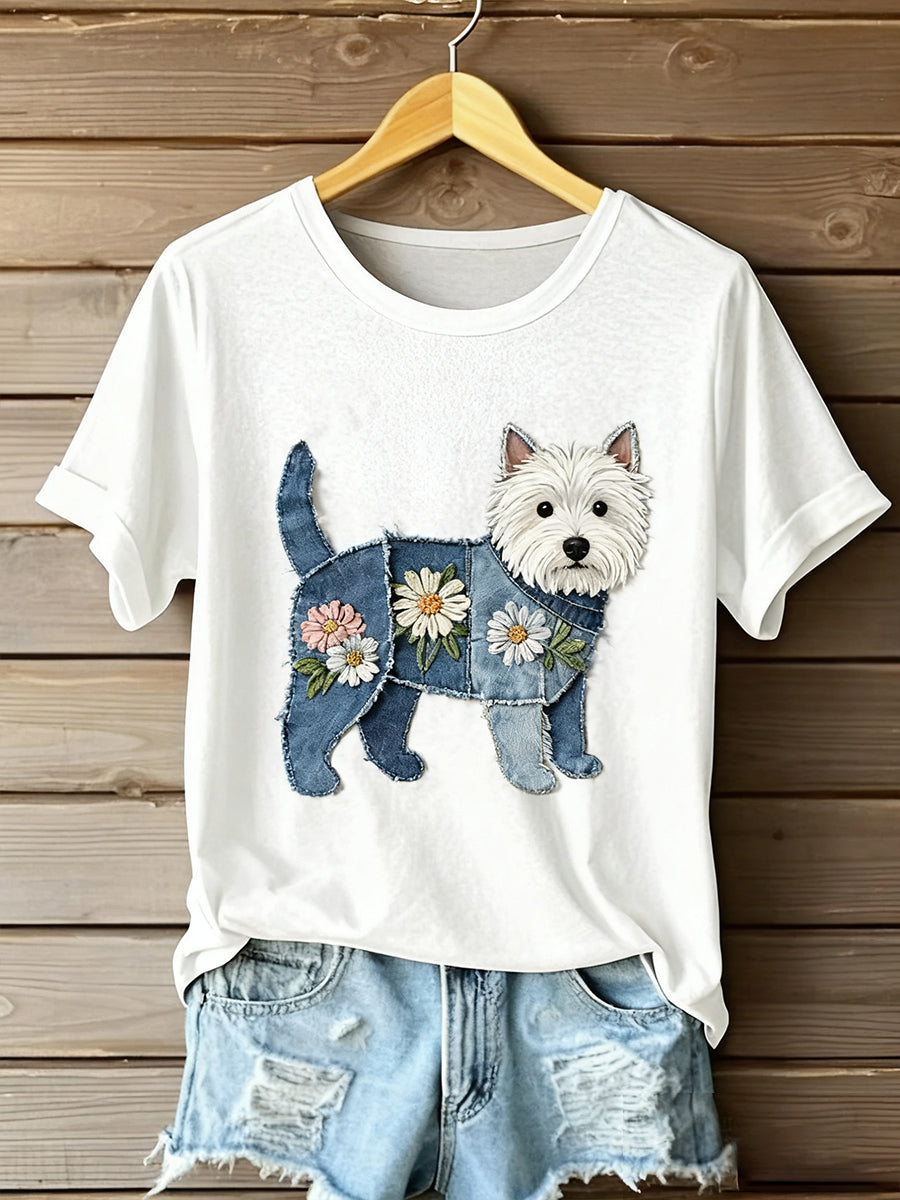 Arte Feminina Animal Print Conforto Camiseta de Manga Curta