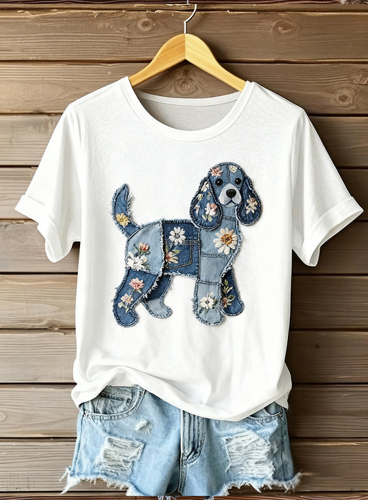 Feminino Artístico Animal Print Conforto Top de Manga Curta