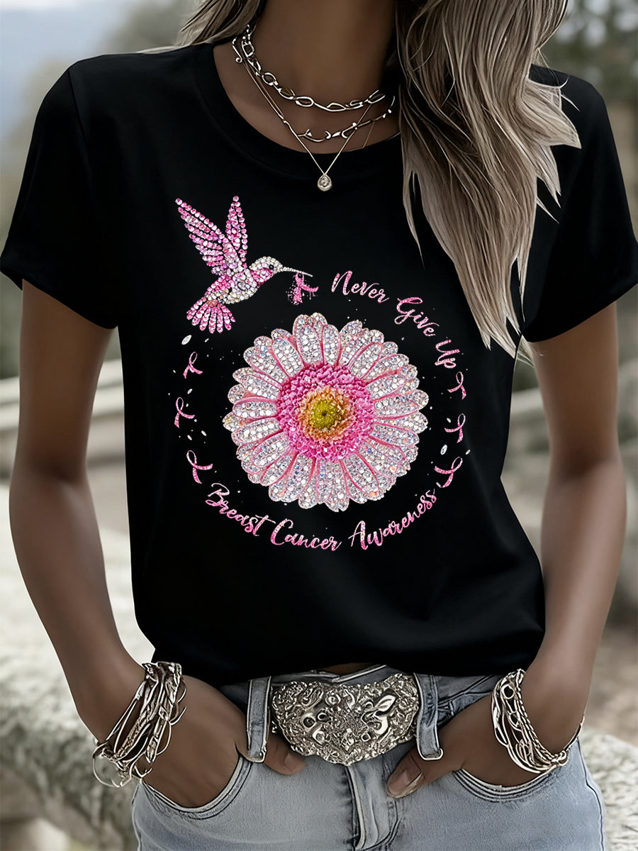 Arte Floral Animal Vintage do mulheres Casual manga curta