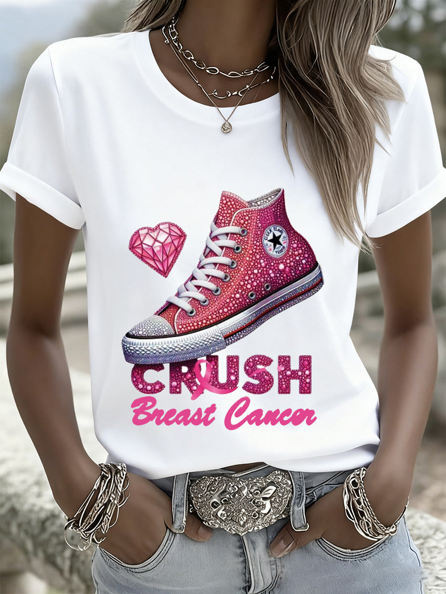 Câncer de mama feminino Art Print Casual Memorial T-Shirt