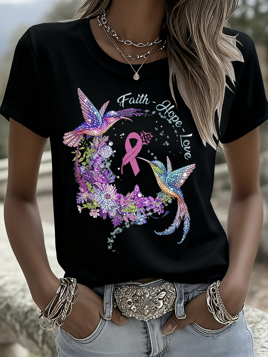 Arte Floral Animal Vintage do mulheres Casual manga curta
