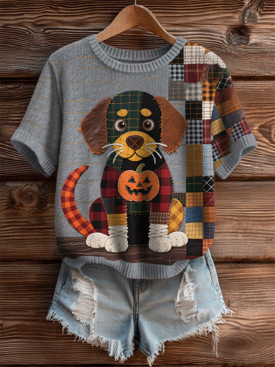 Camiseta Feminina de Cachorro Halloween