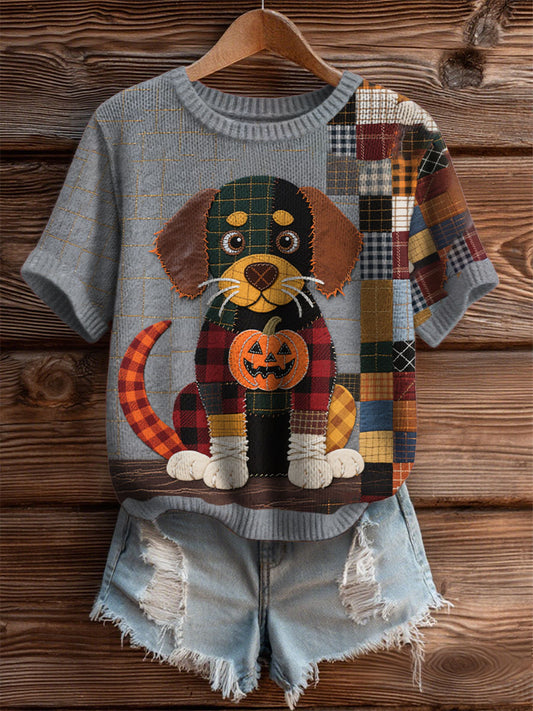 Camiseta Feminina de Cachorro Halloween