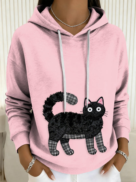 Hoodie de cordão gato feminino