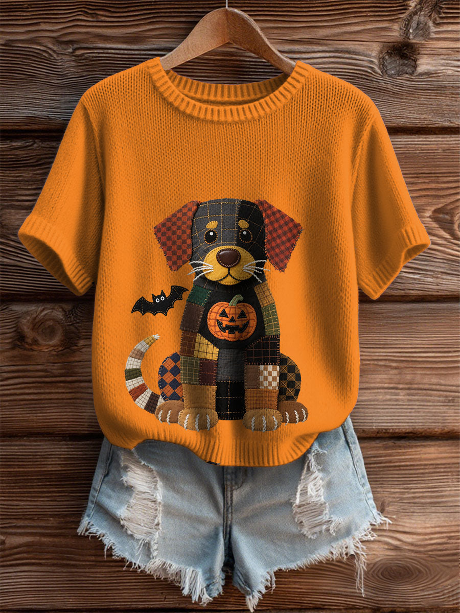 Camiseta Feminina de Cachorro Halloween