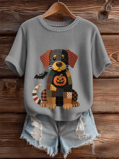Camiseta Feminina de Cachorro Halloween