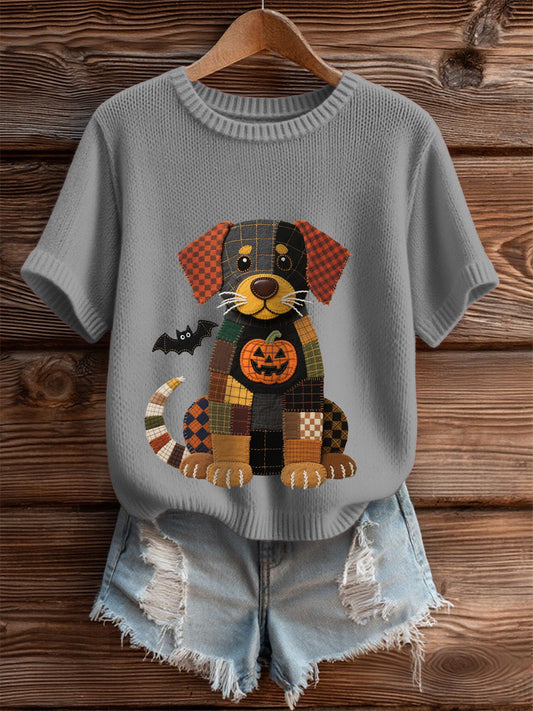 Camiseta Feminina de Cachorro Halloween