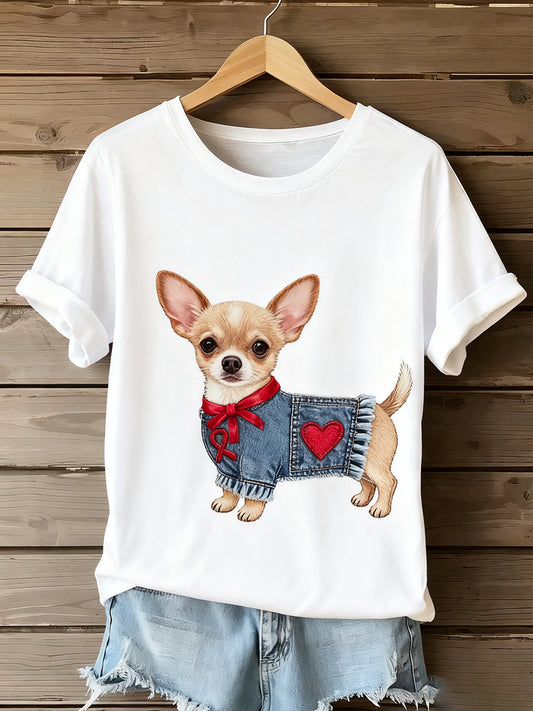 T-shirt confortável do mulheres Vintage Art Animal Print
