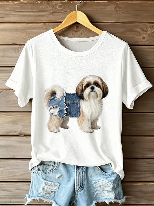 T-shirt confortável do mulheres Vintage Art Animal Print