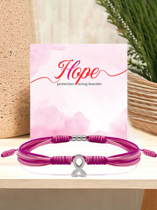 Pulseira ajustável fita rosa câncer de mama feminino
