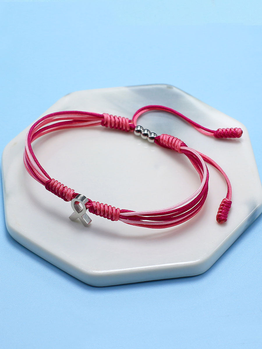 Pulseira ajustável fita rosa câncer de mama feminino