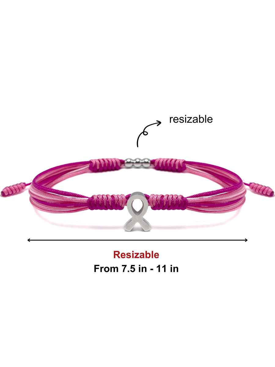 Pulseira ajustável fita rosa câncer de mama feminino
