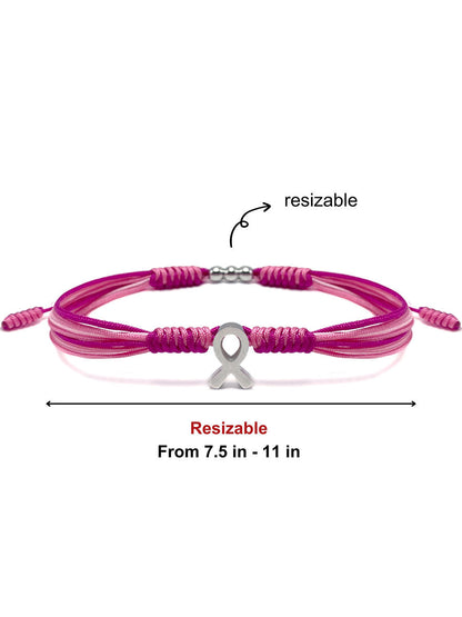 Pulseira ajustável fita rosa câncer de mama feminino