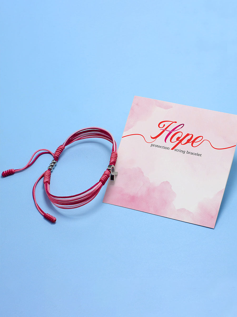 Pulseira ajustável fita rosa câncer de mama feminino