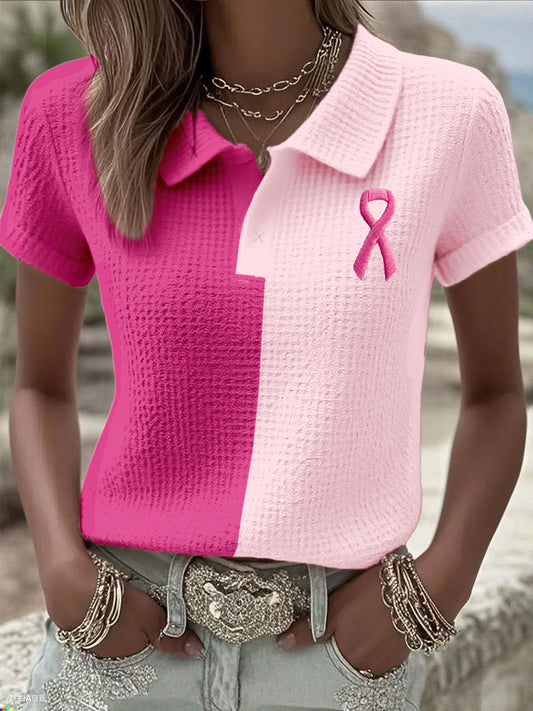 Consciência câncer de mama feminino Pink Ribbon Tops