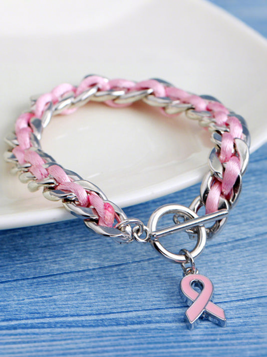 Womens Breast Cancer Awareness Pulseira fita rosa