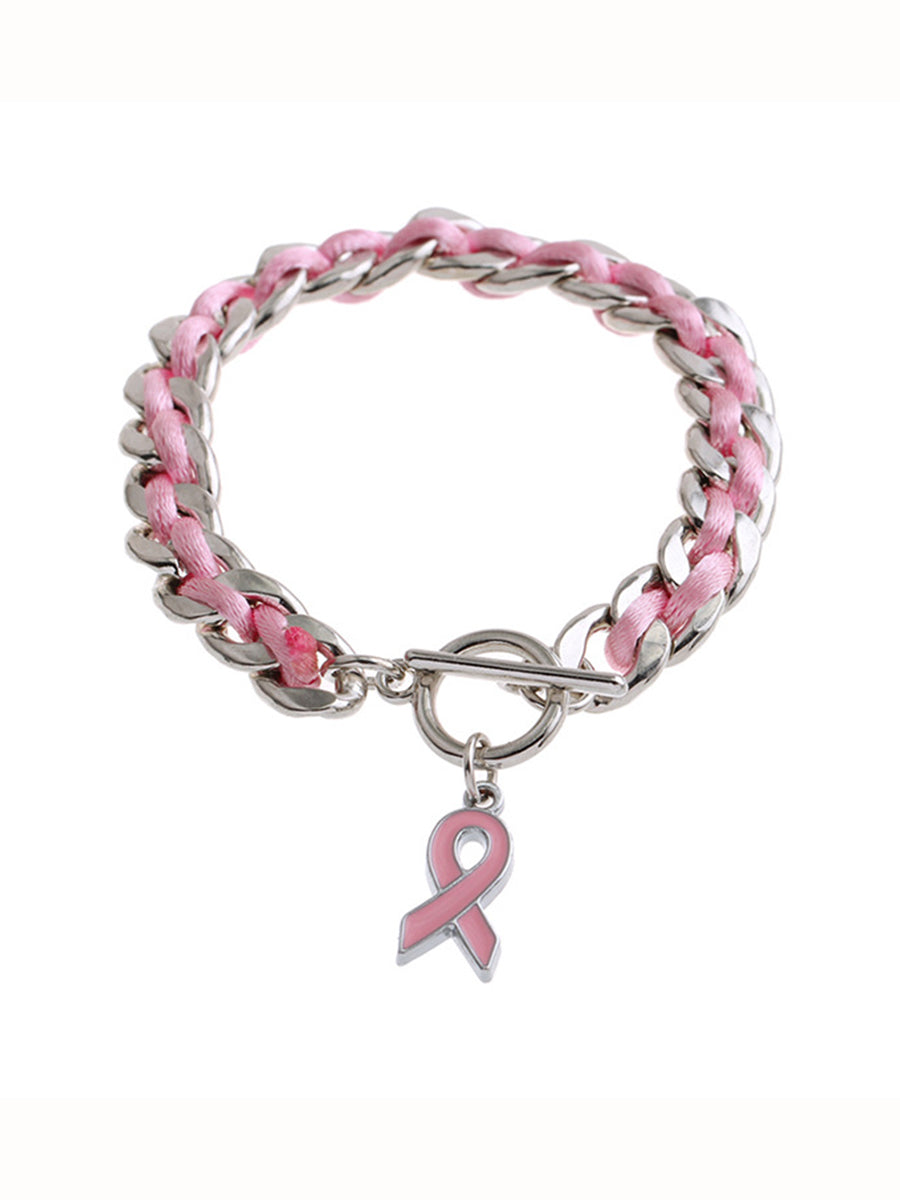 Womens Breast Cancer Awareness Pulseira fita rosa
