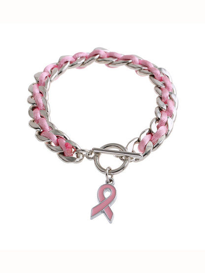 Womens Breast Cancer Awareness Pulseira fita rosa