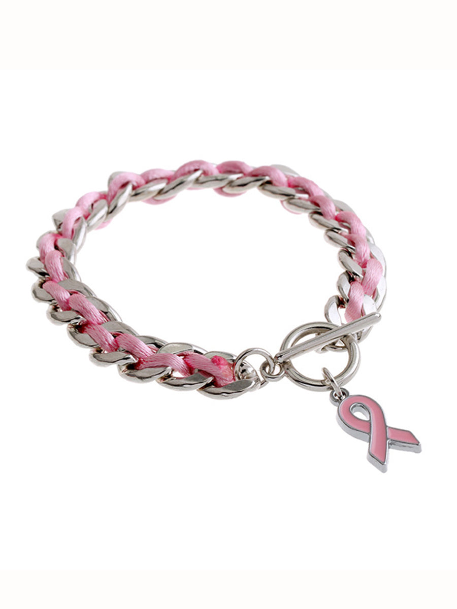 Womens Breast Cancer Awareness Pulseira fita rosa