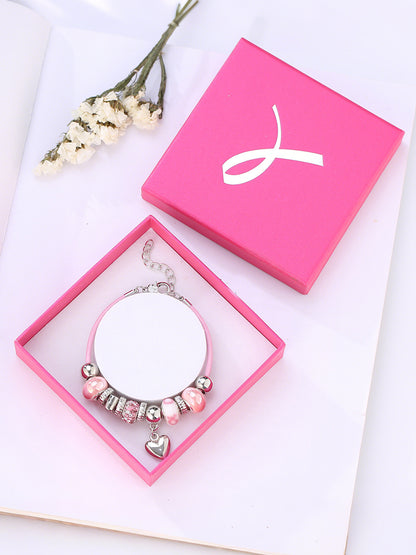 Womens mama câncer consciência rosa frisada pulseira