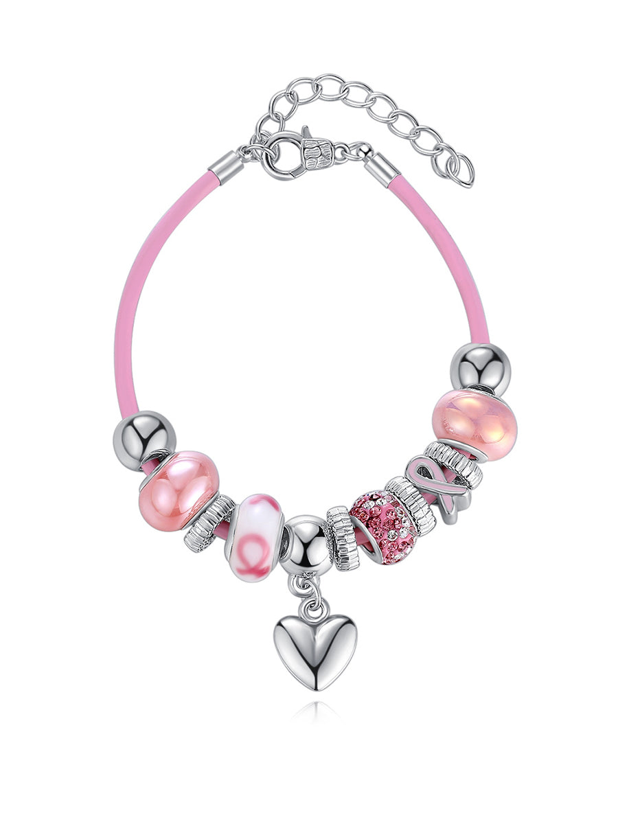 Womens mama câncer consciência rosa frisada pulseira