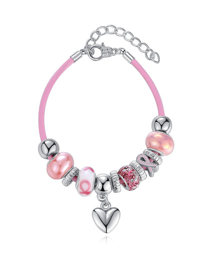 Womens mama câncer consciência rosa frisada pulseira