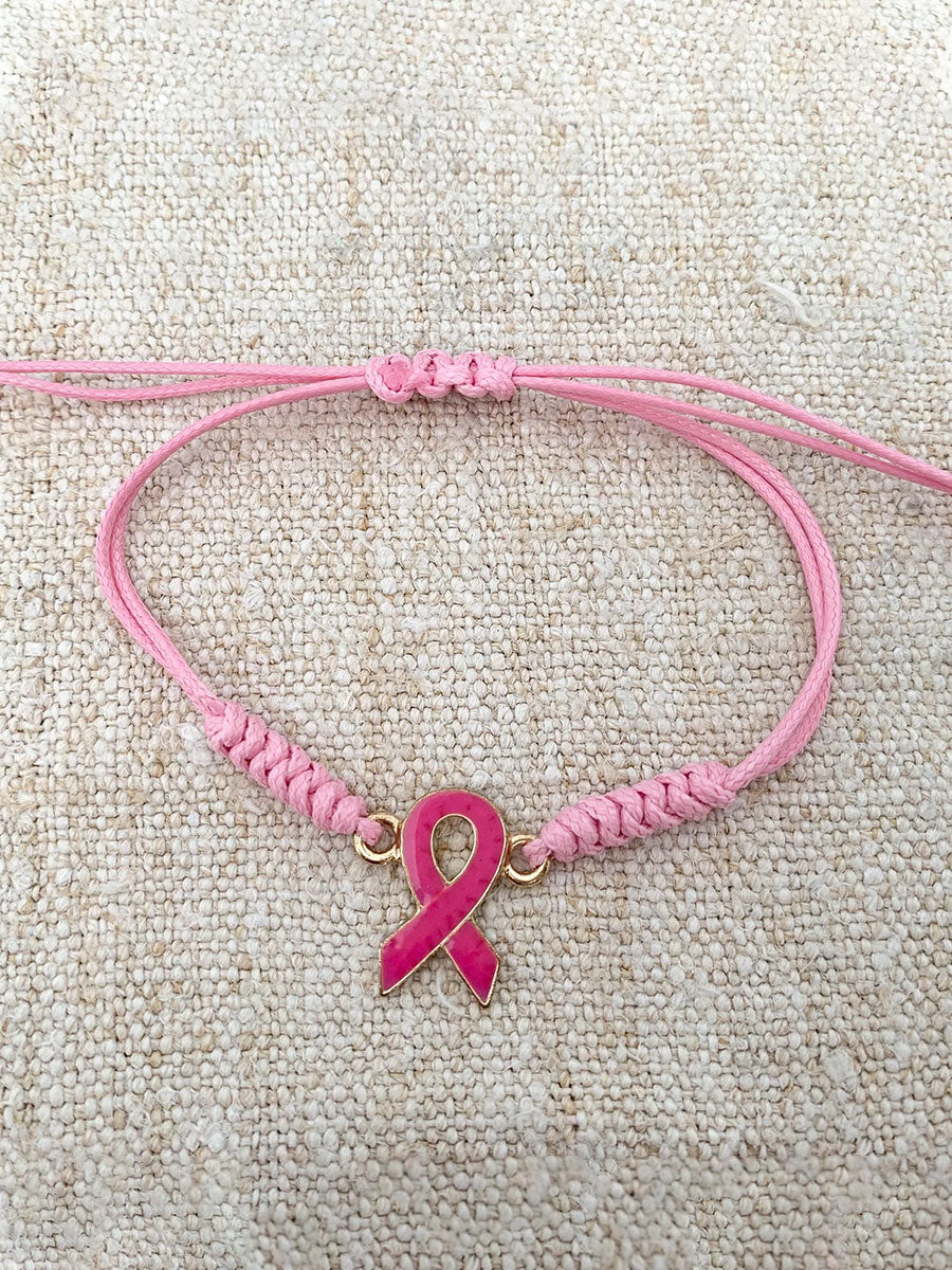 Pulseira ajustável rosa câncer de mama feminino