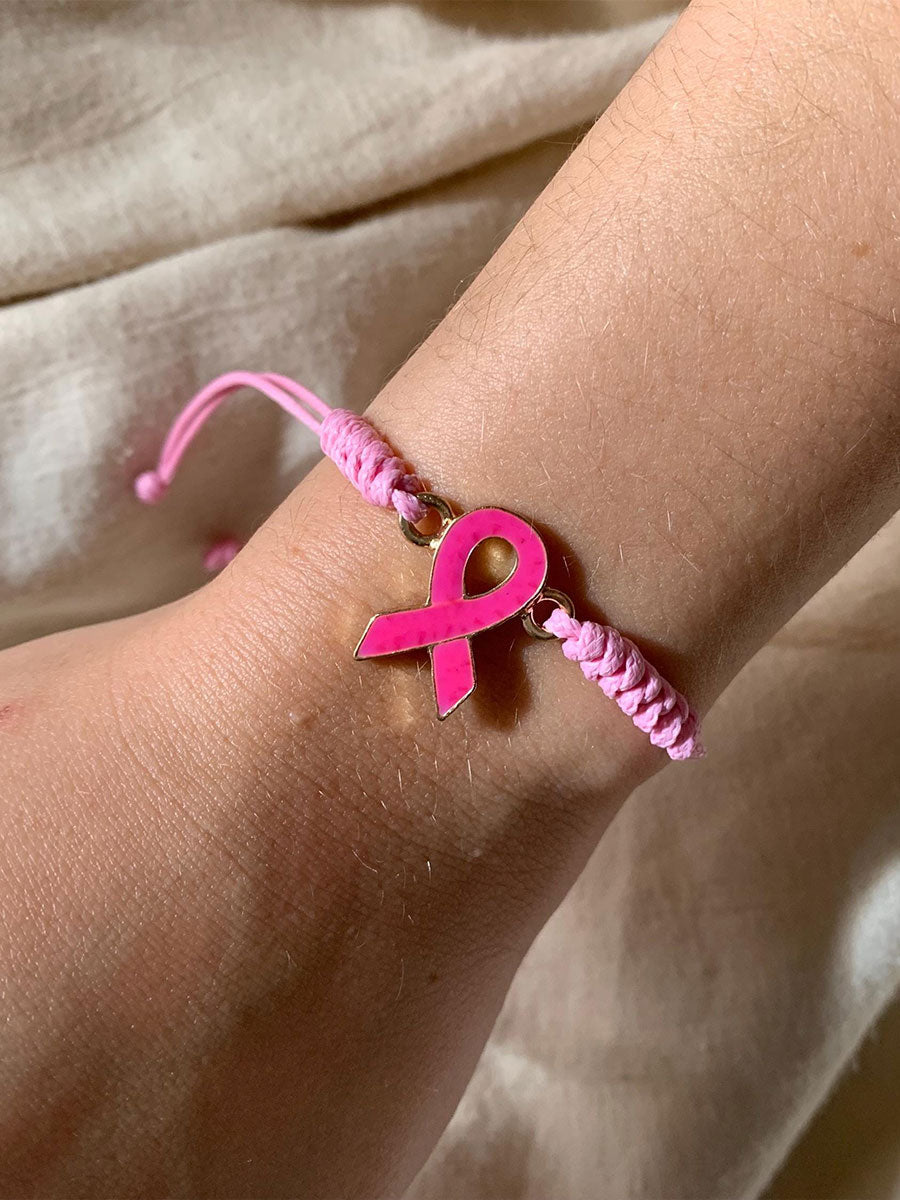 Pulseira ajustável rosa câncer de mama feminino