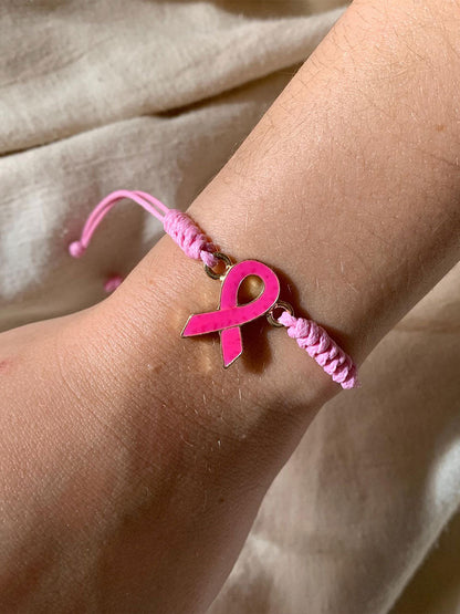 Pulseira ajustável rosa câncer de mama feminino
