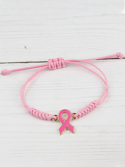 Pulseira ajustável rosa câncer de mama feminino