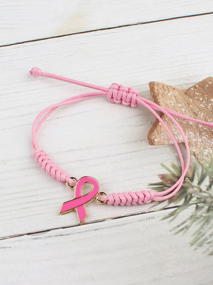 Pulseira ajustável rosa câncer de mama feminino