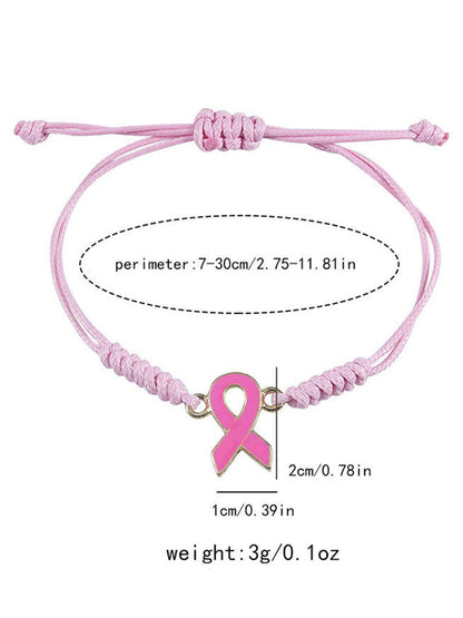 Pulseira ajustável rosa câncer de mama feminino