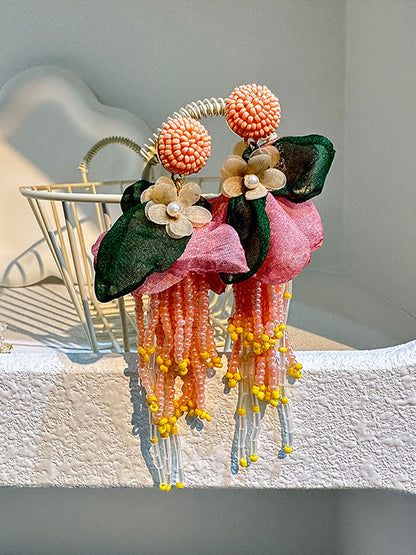 Brincos florais rosa câncer de mama feminino