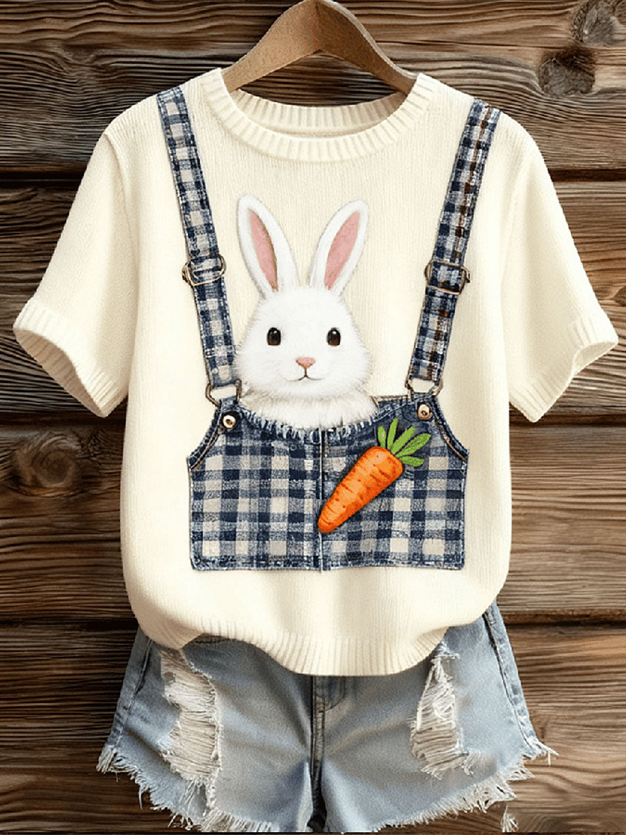 Tops de impressão coelho bonito feminino